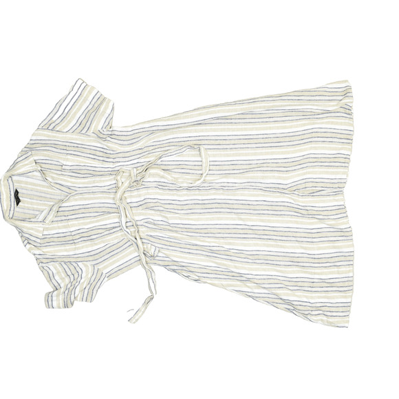 Banana Republic Women's Striped Linen Blend Midi Dress Size L Tie Waist - Picture 1 of 8